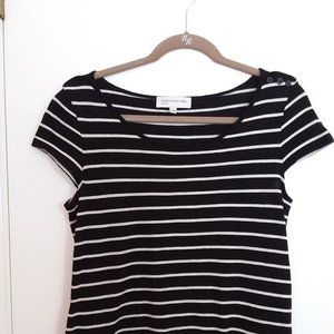Jones New York black/cream stripe size m women's top